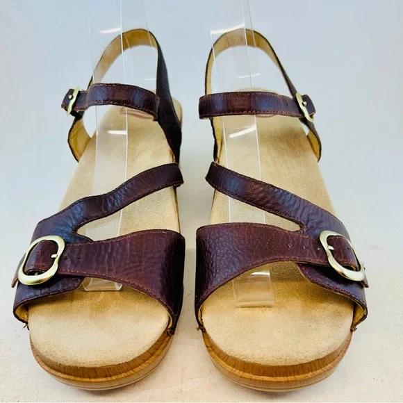 Dansko Brown Leather Ankle Buckle Sandi Clog Sandals, size 41 10.5 11 - Picture 2 of 11